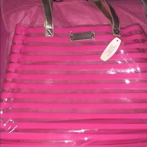 Victoria’s Secret Clear & Pink striped beach bag